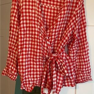 Lane Bryant Red and White Wrap Top Size 22/24W